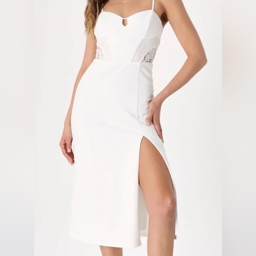Lulu's Chic White Pencil mido dress size small